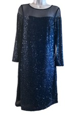 R  M Richards Mother Of The Bride Evening Gown Women  s Sz 6 Navy Blue Sequined