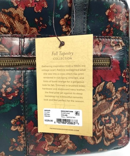 Patricia Nash Duaphine Fall Tapestry Leather Floral Shoulder Bag Flower NWT $229 - Picture 3 of 12