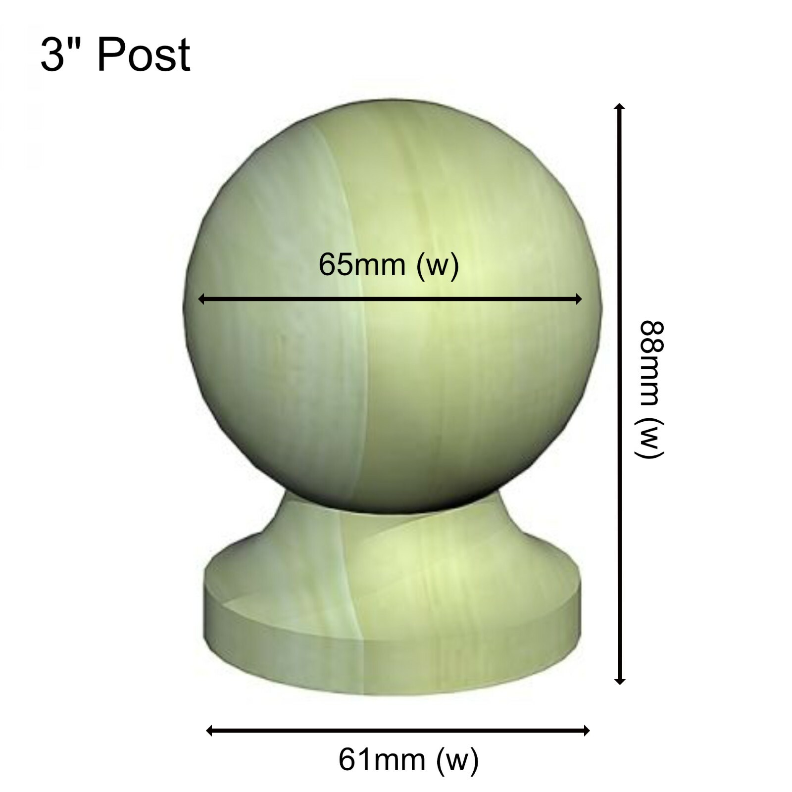 Birkdale Wooden Ball & Collar Finial Decking Fence Post Cap 3" & 4