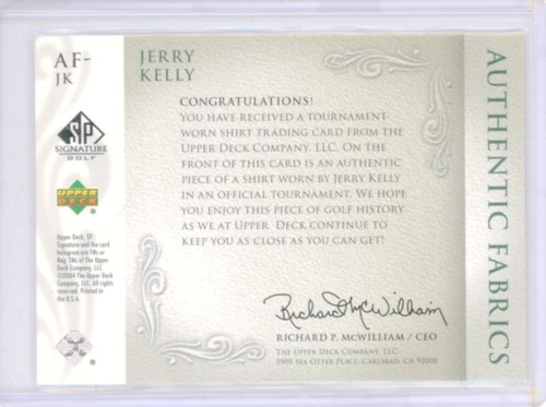 2004 cubierta superior sp firma telas auténticas Jerry Kelly #af-Jk - Imagen 2 de 2