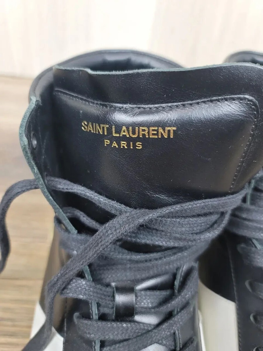 YSL Saint Laurent Paris Hi Top Leather Sneakers SL10H Shoes Size