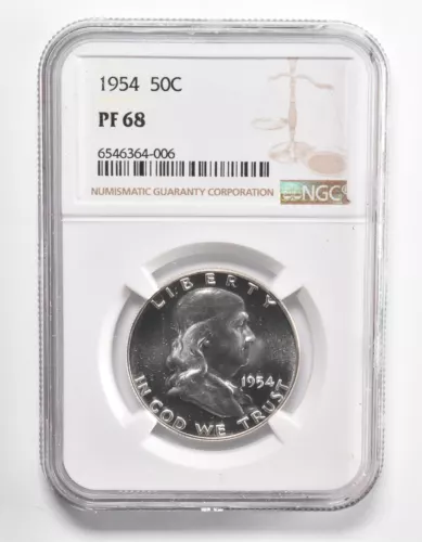 PF68 1954 Franklin Half Dollar - Graded NGC *1036