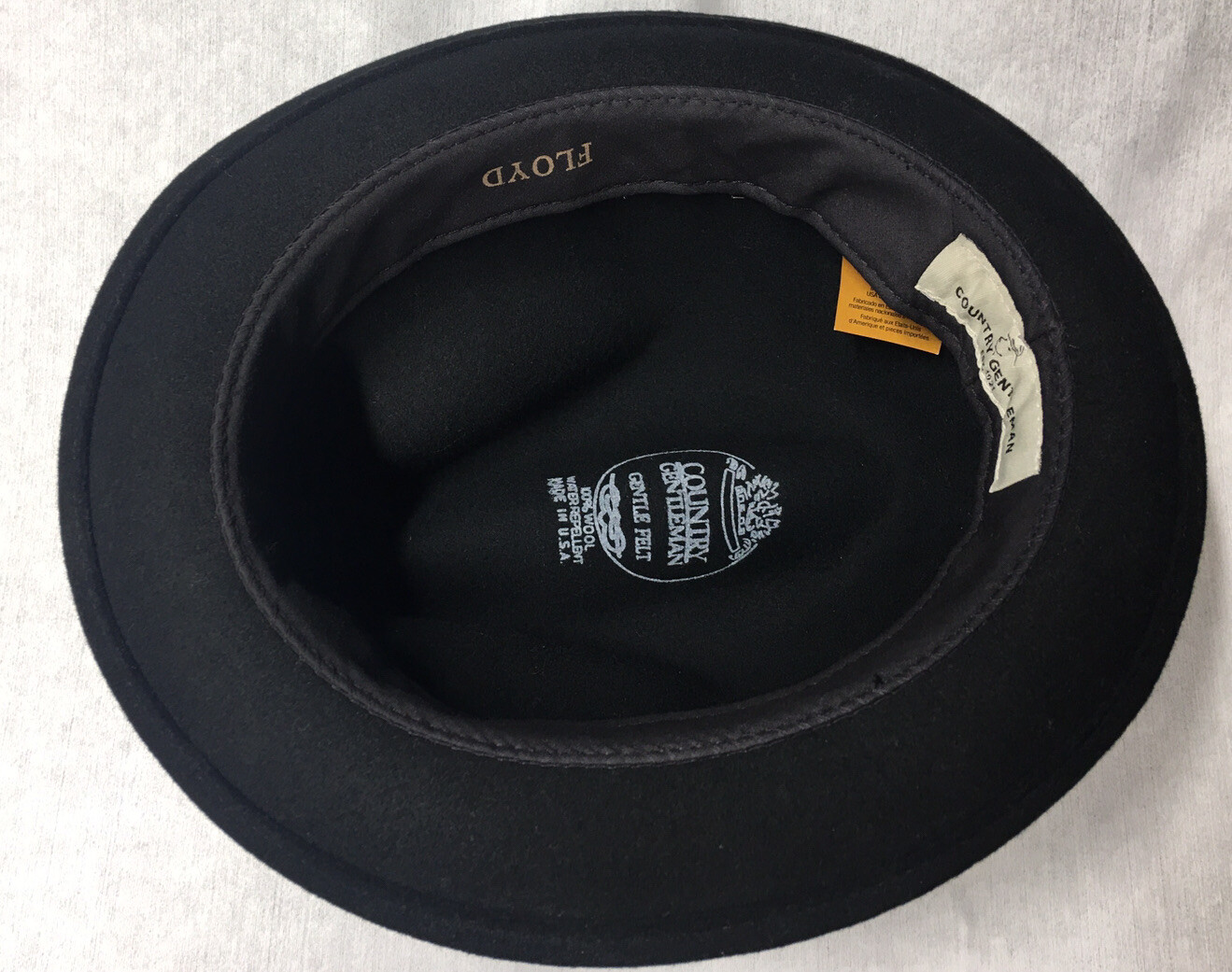 Wool Felt Black Fedora FLOYD Hat Size 