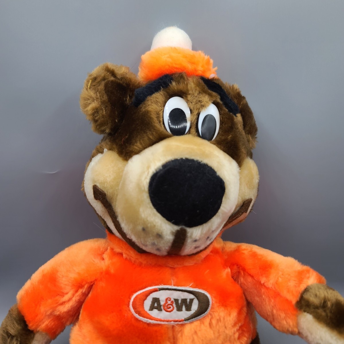 Vintage A&W Root Beer Stuffed Bear Rooty Plush 16 Inch Brown