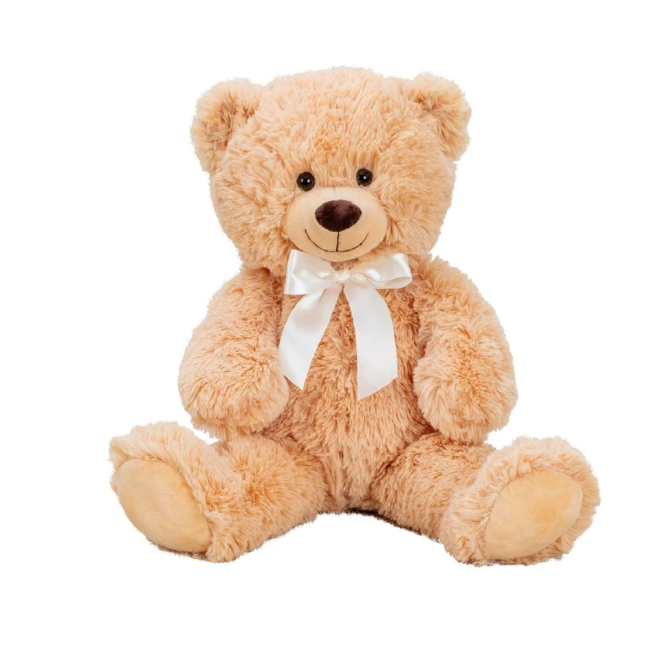 Teddybär 56 cm groß mit Schleife Hellbraun Kuscheltier Teddy Kuschelbär Bär