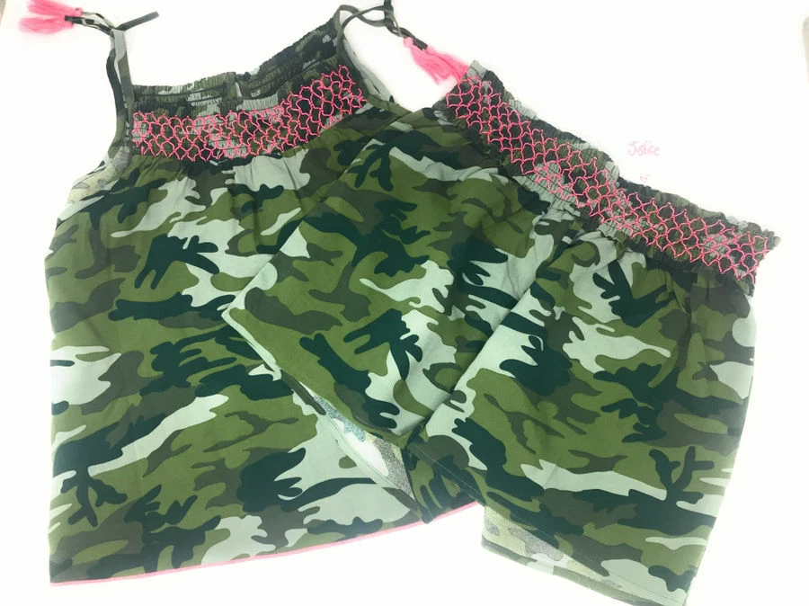 Justice Girls Cute Army Green Smocked Pattern Set of 2! Sz 14-16  Back to School - Image 2 of 4