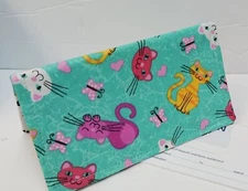FUNNY CATS  Kittens Fabric Checkbook Cover Wallet Debit Card Registry Hand Made 