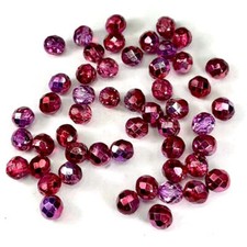 Crystal Hot Pink Silver Czech Fire Polished Round Faceted Glass Beads 8mm 10mm