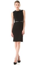 NWT Alice + Olivia 'Josie' Black Belted Dress w Leather Collar - US 4, AU 8