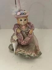 Vintage Hanging Angel Cat Ornament 8 in Tall