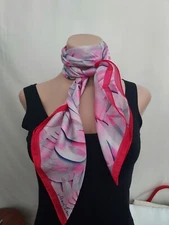 Marc Cain silk scarf fucshia and gray