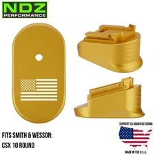 NDZ Smith & Wesson CSX 10 Round Magazine Floor Plate Extension S&W Aluminum Gold
