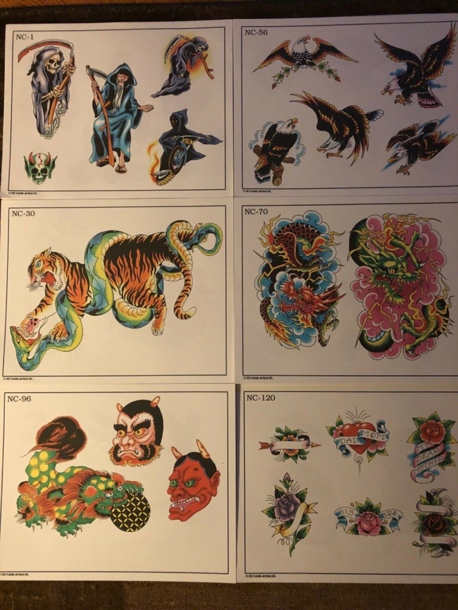 Vintage Don Nolan Color Tattoo Design Flash Lot of 117 Spaulding