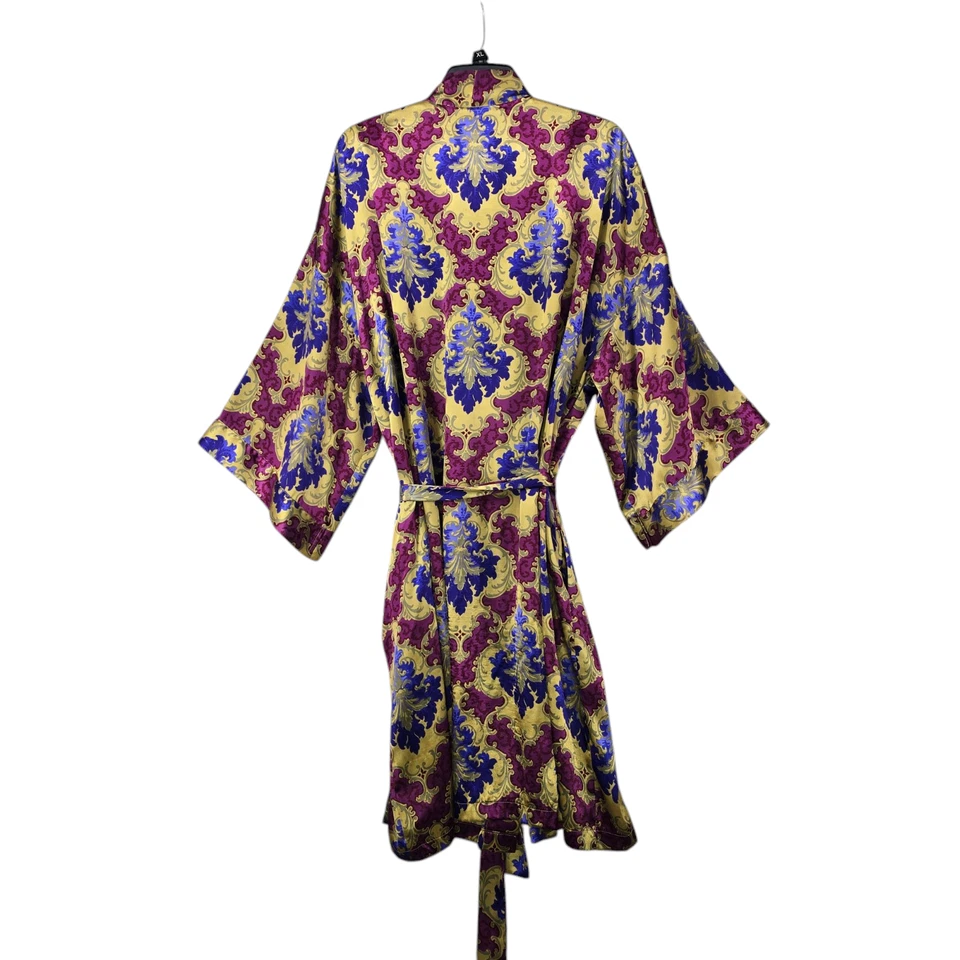 Bata kimono damasco multicolor satinado Solange cintura manga 3/4 14/20 Foto 2 de 4