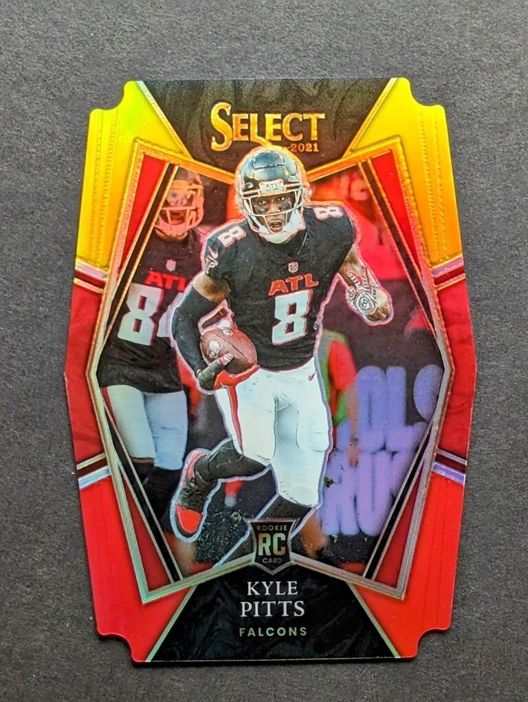 2021 Select Football Kyle Pitts Premier Level Red & Yellow Die-Cut Falcons #341