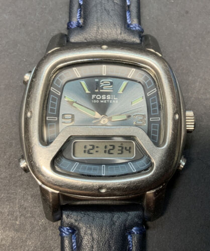 Rare montre pour homme bleu fossile BQ-9233 42 mm, fonctionne  - Photo 1/13