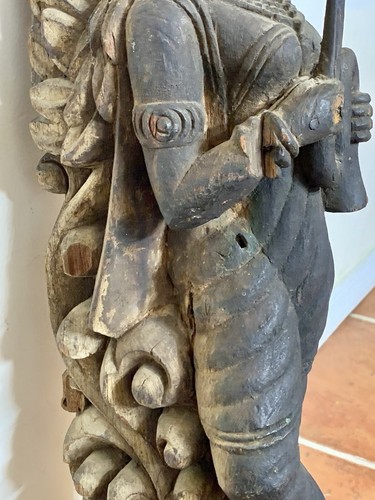 Antique 17-18th Century Indian Wood Temple Strut Carved Krishna Deity - Picture 7 of 24