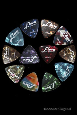 12 Plektren Dreieck, ELWE 6 Stärken Picks Plektron Plektrum Pleks Zelluloid