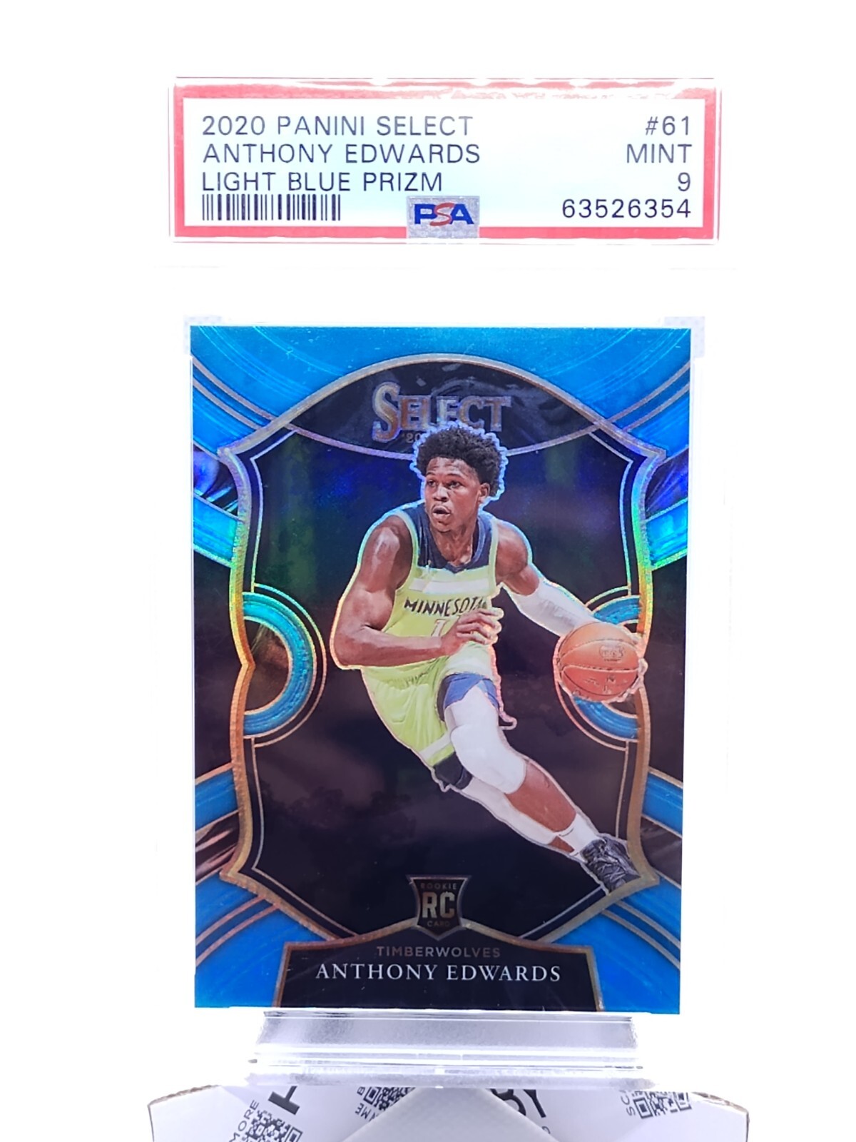 2020 Select Anthony Edwards Light Blue Prizm 219/299 Concourse Rookie RC PSA 9
