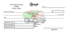 3 receipt pads 3X6 color personalized logo, info, 2 part, Perf and stapled