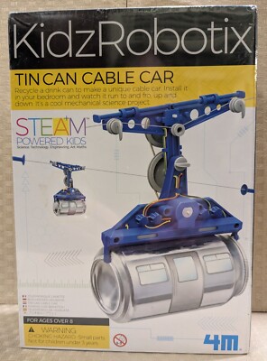4M Kidz Robotiix Tin Can Cable Car- Fun Mechanics Kit-Toy Fair Best New Toys-NIB