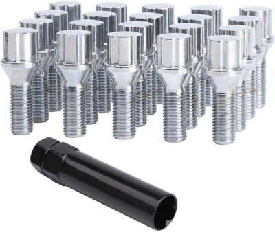 20) 14x1.5 SPLINE LUG BOLT CHROME WHEEL LOCKS 30MM SHANK MOST MERCEDES AUDI VW