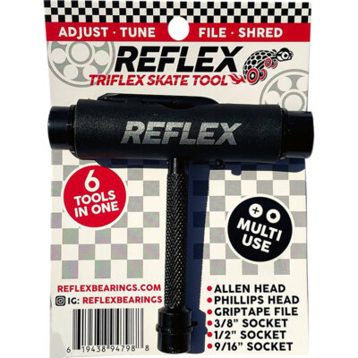 Reflex Triflex Skateboard Tool Black -Sockets, Wrench/Screwdriver, Griptape File