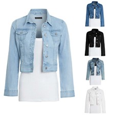 Shelikes Ladies Denim Blue Jacket Crop Style Button Up Vintage 8-16