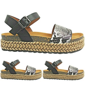 Mujer Cuña Baja Plataforma Plana Hebilla Alpargatas Sandalias de Verano  Talla | eBay