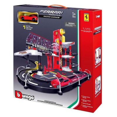 Bburago 1:43 Ferrari Racing Garage Set Kids Toy Track Playset w