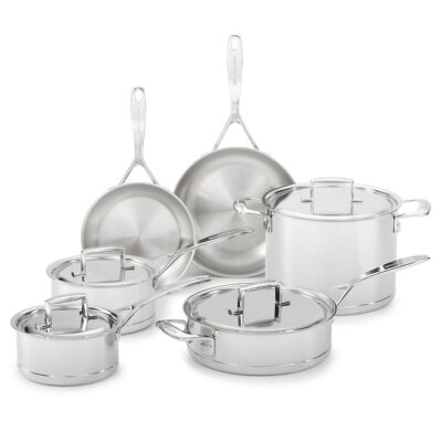 KitchenAid Professional 7-Ply Stainless Steel 10-Piece Cookware Set - Stainless