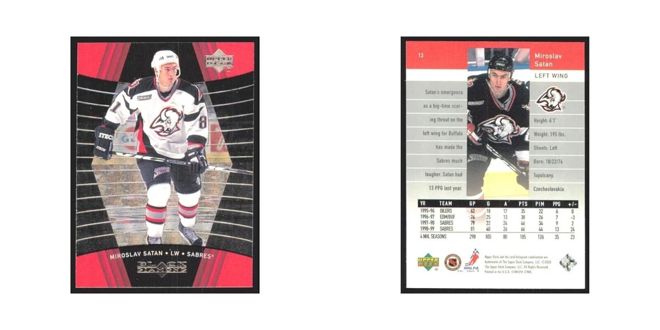 Miroslav Satan 1999 Upper Deck Black Diamond #13 Buffalo Sabres Hockey Card NM - Image 3 of 3