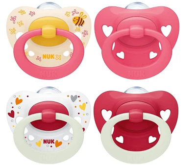 NUK 4 Pack Baby Pacifier Dummy Soother BPA Free Silicone 6-18 Months Carry Ring