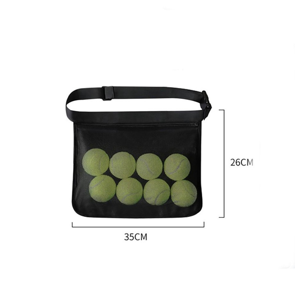 with Zipper Tennis Ball Carry Bag Black Network Packet Storage Waist