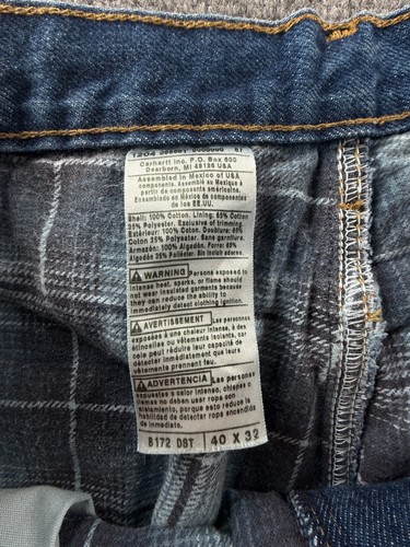 Carhartt Flannel Lined Jeans Men Denim Pants Relaxed Fit B172 DST ACTL 38X27 - Bild 14 von 15