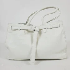 Mark & Graham White Leather Bag Tote with Tie