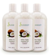 EXTRA VIRGIN COCONUT OIL UNREFINED COLD PRESSED NATURAL 48 OZ 3 X 16 OZ 