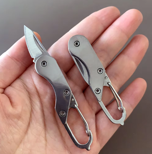 Stainless Steel Mini Folding Knife EDC Pocket Multitool with Buckle for Camping