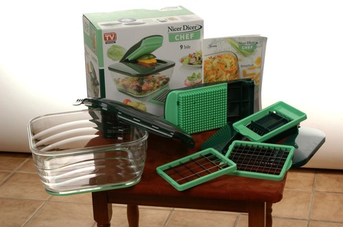 Nicer Dicer Chef Genius 9-teilig Gemüseschneider Rezeptheft NEU