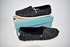 TOMS ALPARGATA BLACK CHUNKY CABLE KNIT/FAUX FUR SIZE 9 NWT