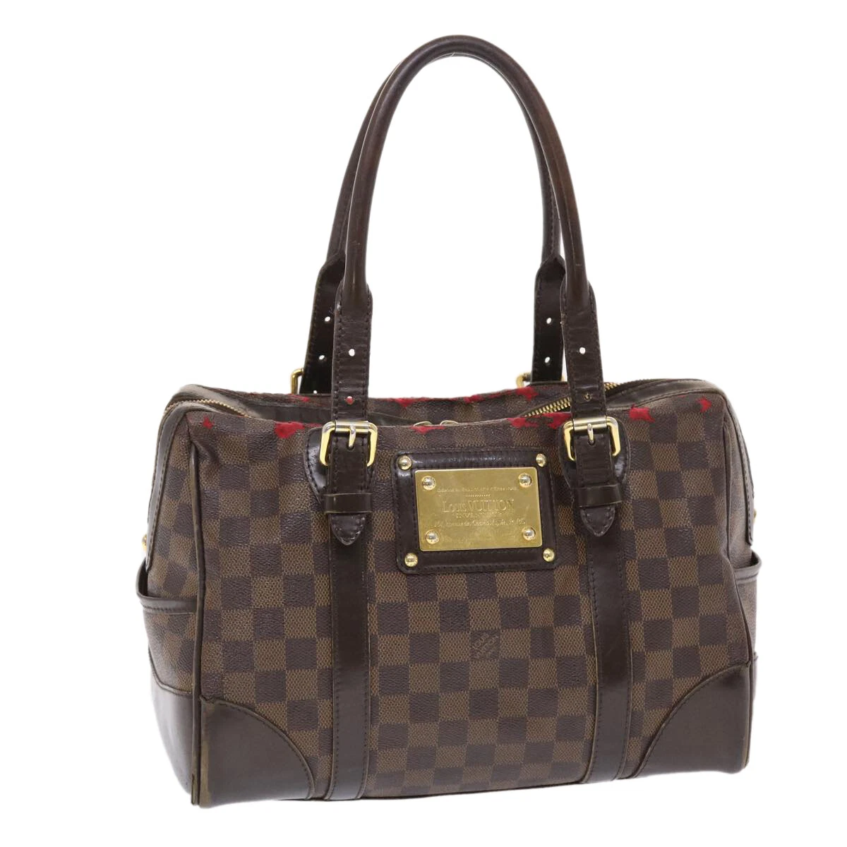 Auth LOUIS VUITTON Damier Berkeley Boston Handbag Ebene N52000