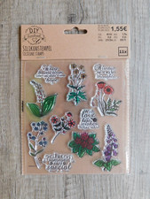 1 Packung Silikonstempel, 11 Stück, Pflanzen & Sprüche - vollständig!
