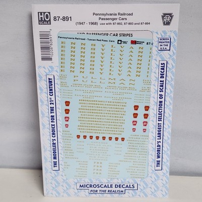 Pennsylvania Railroad Passenger Cars 1947 - 1968 Microscale Decal HO 87-891