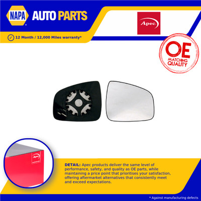 Mirror Glass fits DACIA DUSTER 1.6 Right 13 to 17 O/S Driver Side Door Apec New