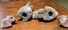 Vintage Flocked Bunnies Rabbits Animals Family Brown Countryside Japan Set of 4 — photo 3