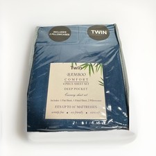 Twin Deep Pocket Sheet Set Teal Blue 4 Piece Set