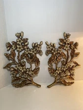VTG 1967 MCM Syroco  Plastic Flowering Dogwood Wall Decor Plaques Set Of Two 12”