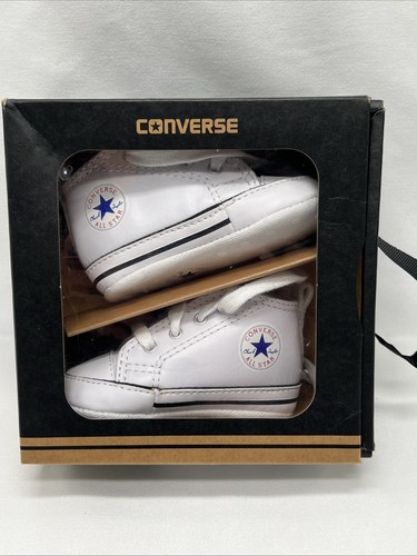 Baby Converse First Star White Sneaker Soft Sole Classic Crib Walkers Size 1