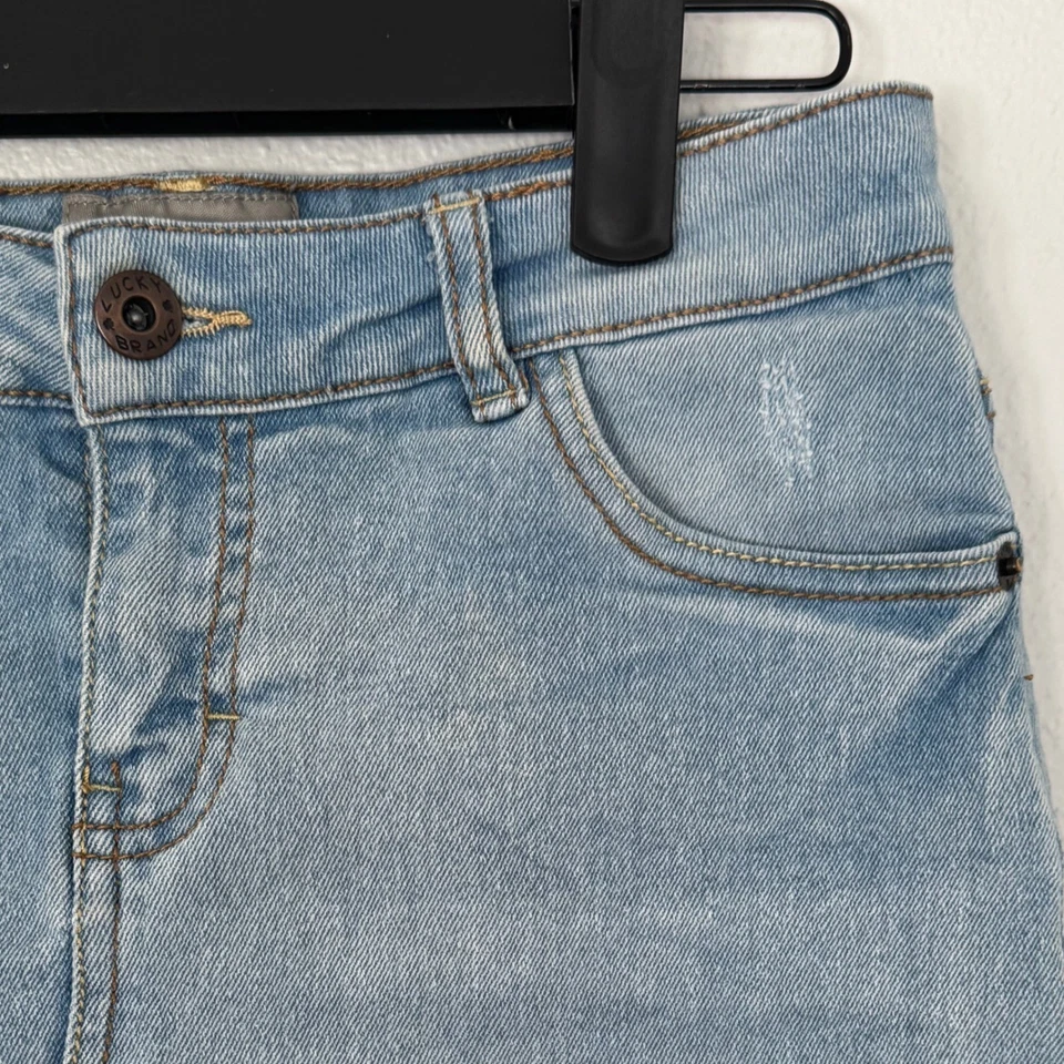 Lucky Brand Girls Denim Skirt Light Wash Adjustable Waist Raw Hem Size 12 - Image 3 of 4