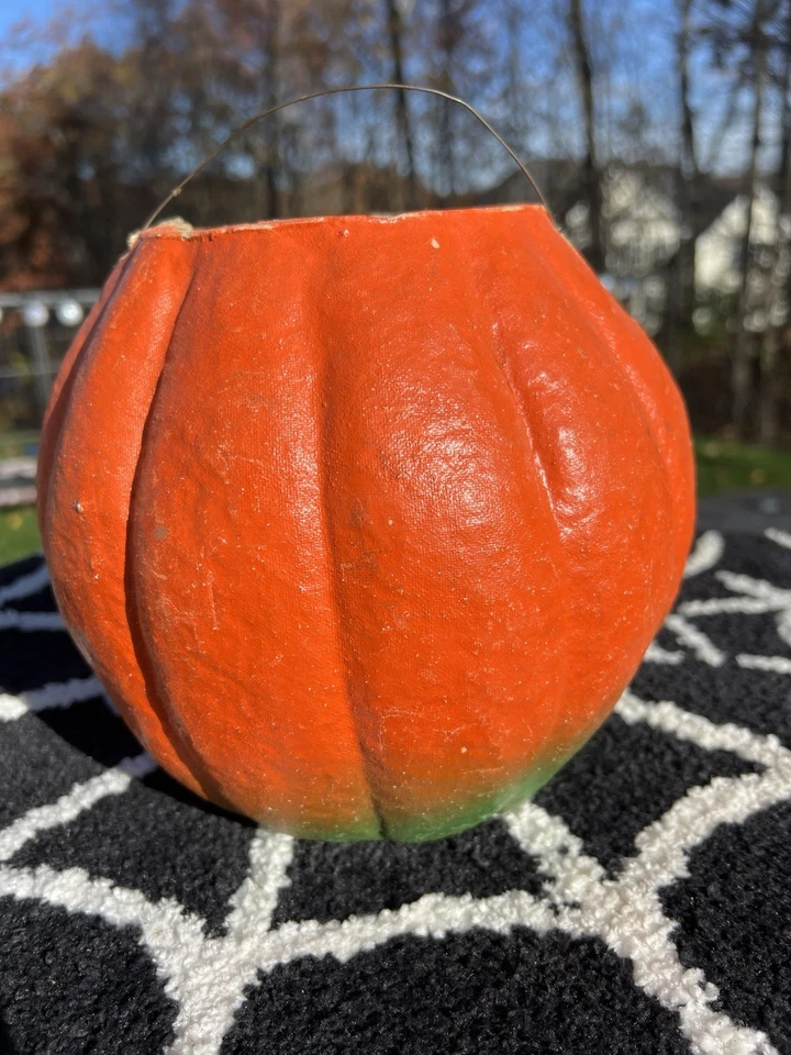 RARO VINTAGE HALLOWEEN CORO NIÑO PAPEL MACHÉ JACK O LINTERNA 7.5". Excelente estado Foto 2 de 4